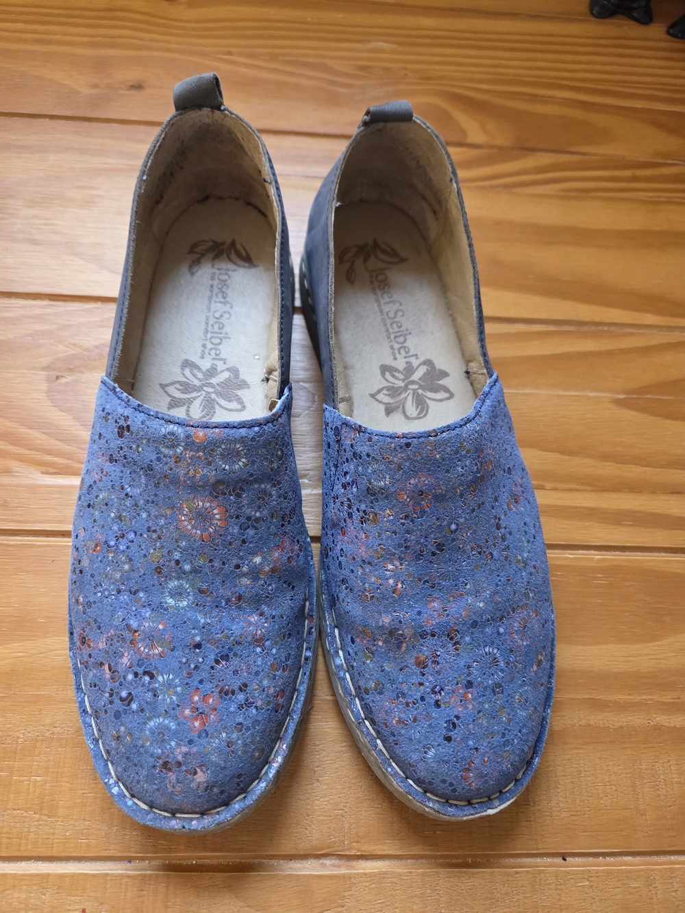 Josef Seibel Blue Floral Slip-On Loafers